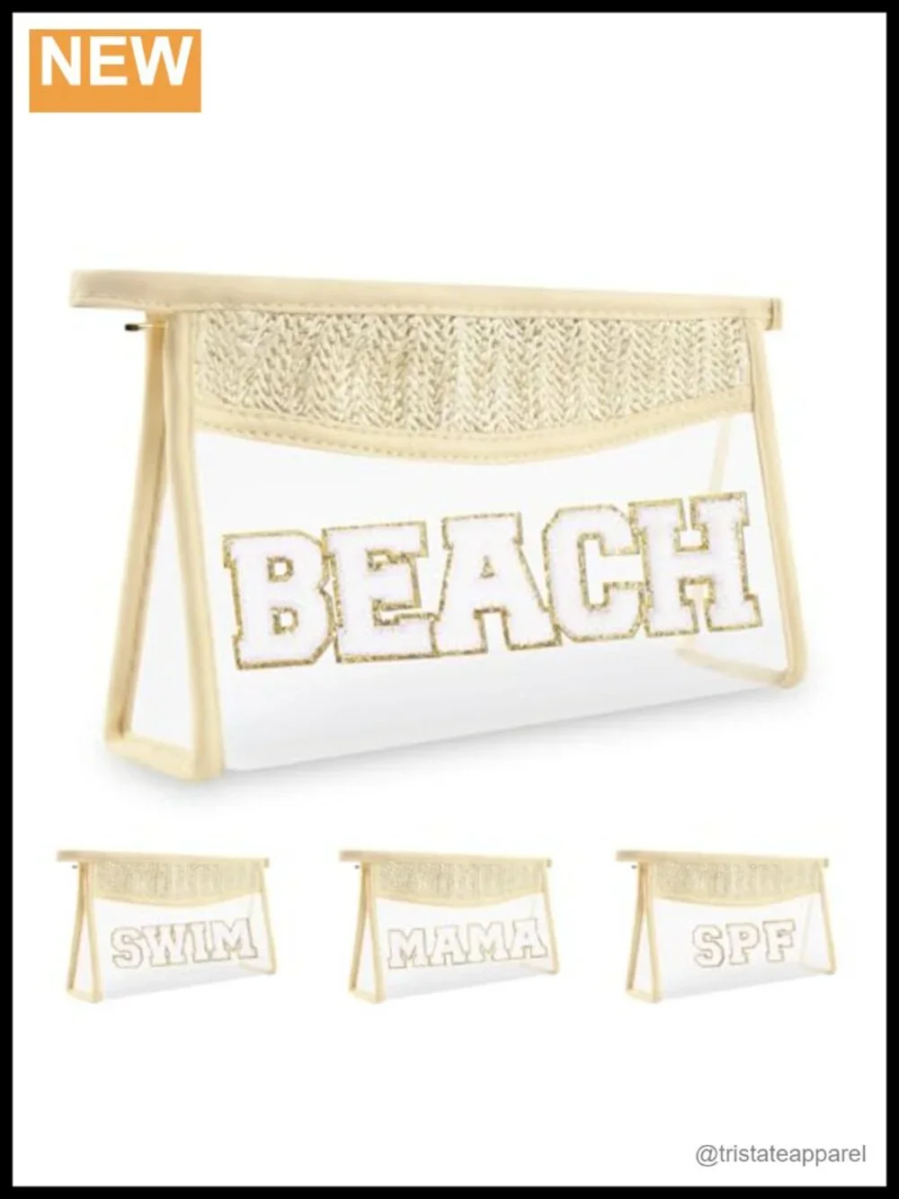 Boho Patch Clear Makeup Bag - Waterproof Zipper Toiletry Pouch